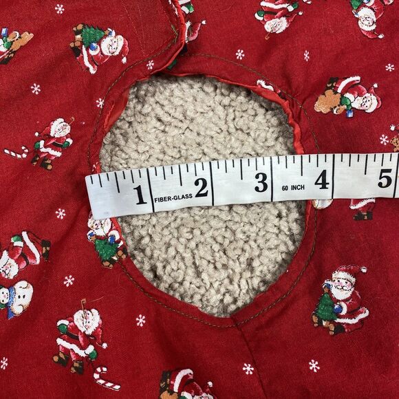 Vintage Christmas Tree Skirt 60" Diameter Red Santa Clause Whimsy Classic - Picture 4 of 5